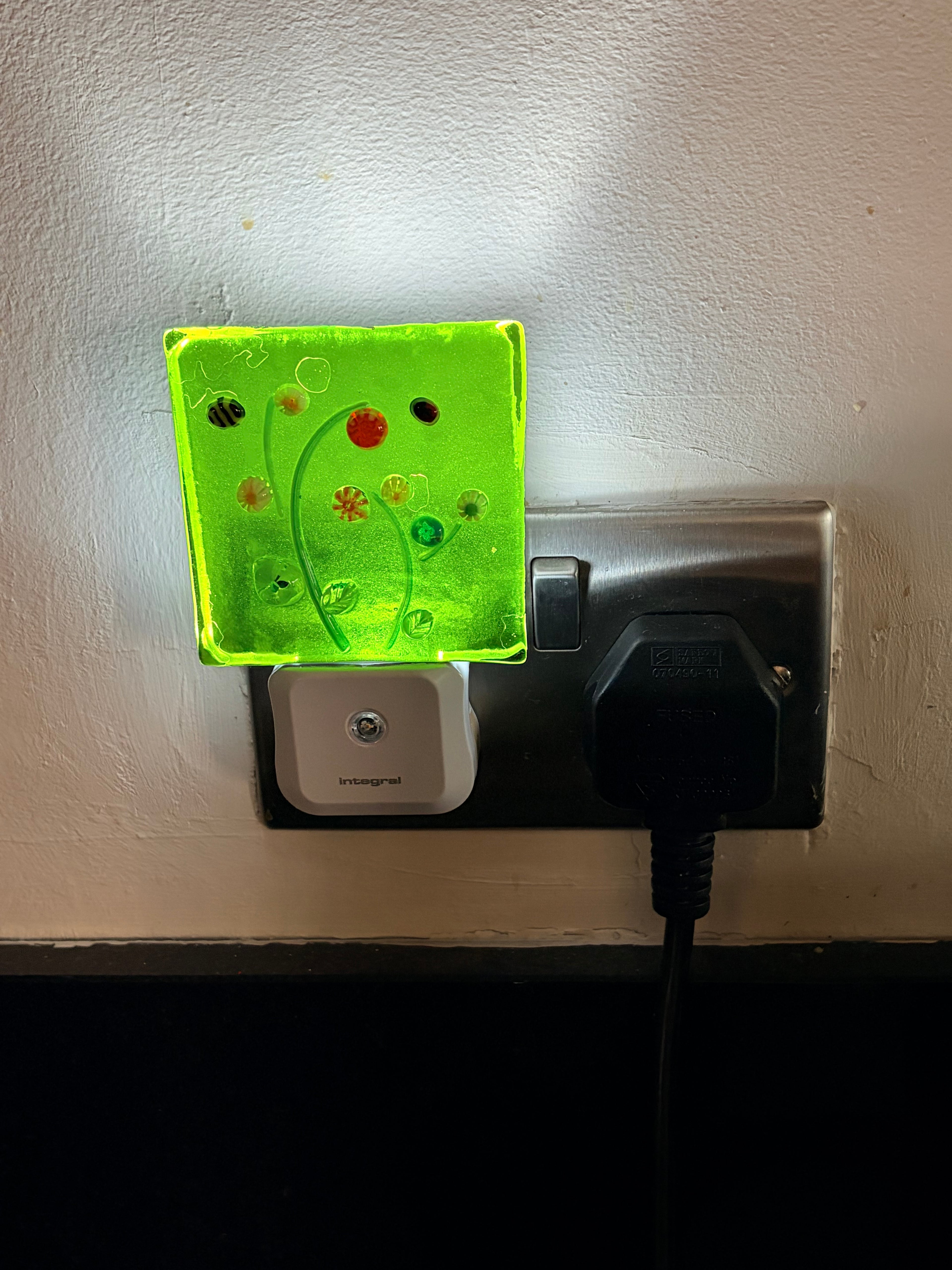 Flower fused glass LED auto sensor night light